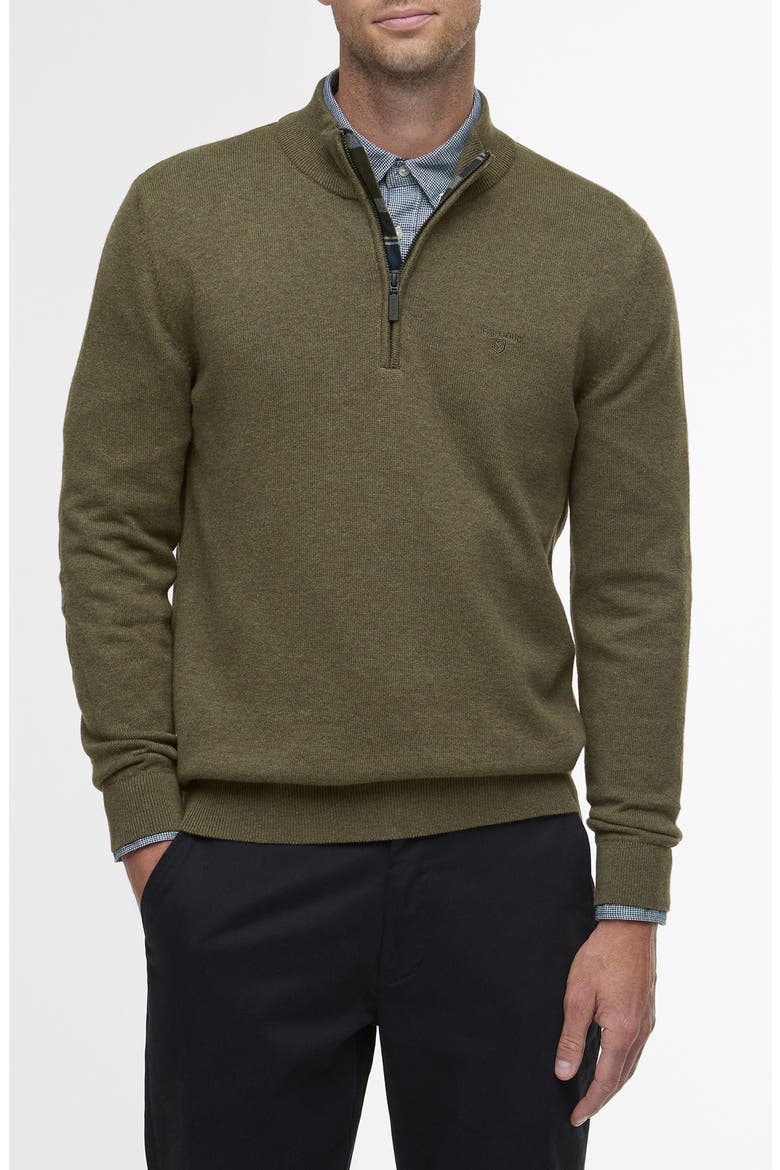 Avoch Mock Neck Cotton Half Zip Sweater, Main, color, OLIVE MARL