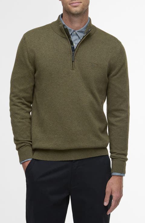 Avoch Mock Neck Cotton Half Zip Sweater