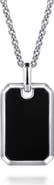 Gabriel & Co. Men's 22-Inch Sterling Silver Onyx Dog Tag Necklace