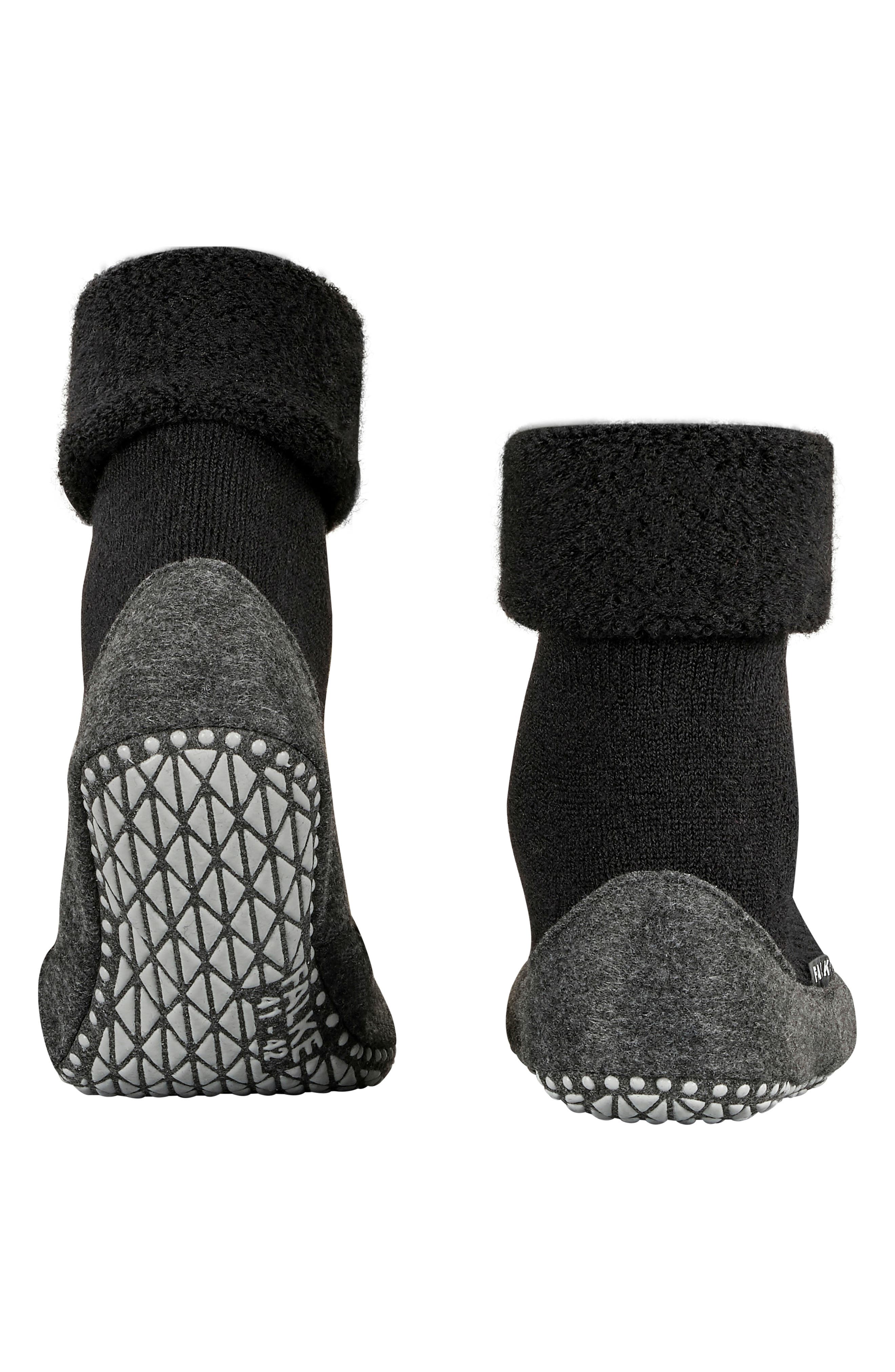 Falke Cozyshoe Wool Blend Sock Slippers, Alternate, color, Black