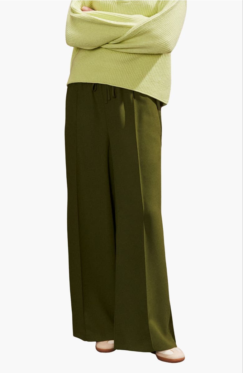 Ro&Zo Satin Side Stripe Trousers, Alternate, color, Khaki