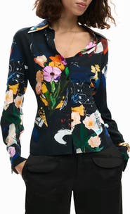 Desigual Printed Tie Back Button-Up Shirt