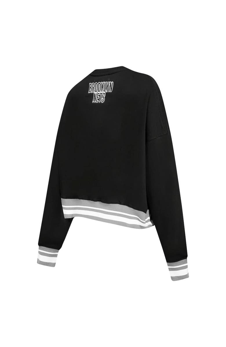 PRO STANDARD Women's Pro Standard Black Brooklyn Nets Area Code Cropped Pullover Sweatshirt, Alternate, color, Black