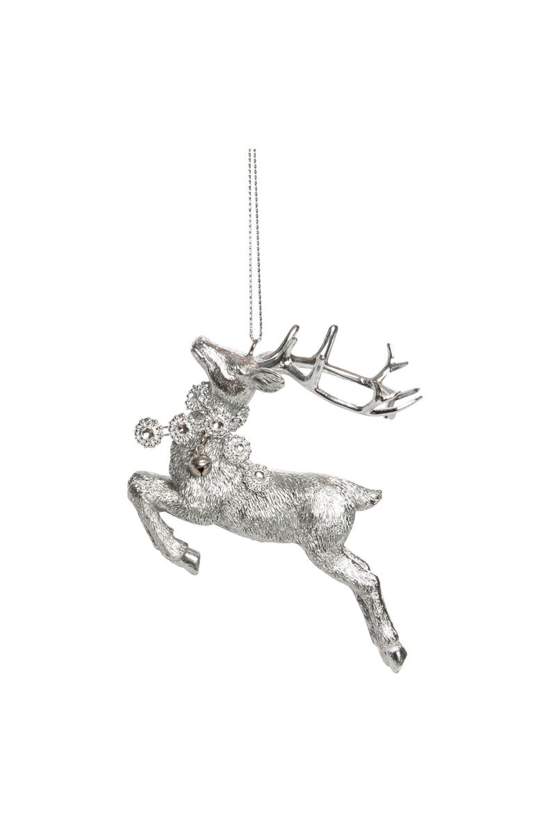 Transpac Silver Reindeer Ornament, Main, color, Silver