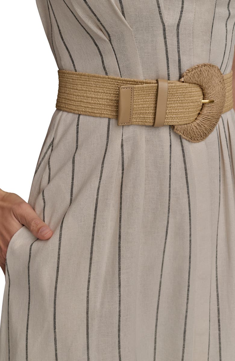 Donna Karan New York Stripe Linen Blend Shirtdress, Alternate, color, Sand/ Ink