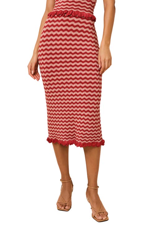 The Diana Wavy Stripe Knit Midi Skirt