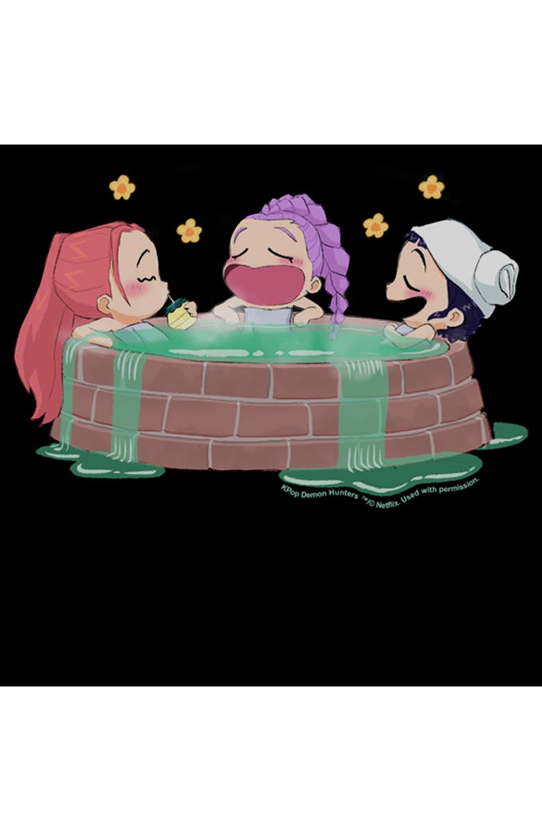 KPop Demon Hunters Men's KPop Demon Hunters Rumi, Mira and Zoey Relaxing Graphic T-Shirt, Alternate, color, Black