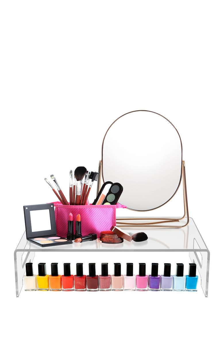 SORBUS Acrylic Clear Desk Display Tray Shelf With Carry Handles Display Risers, Alternate, color,