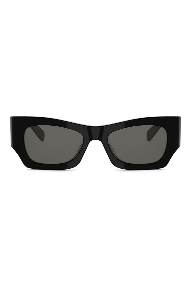 3 Dots 52mm Cat Eye Sunglasses, Main, color, SHINY BLACK / SMOKE