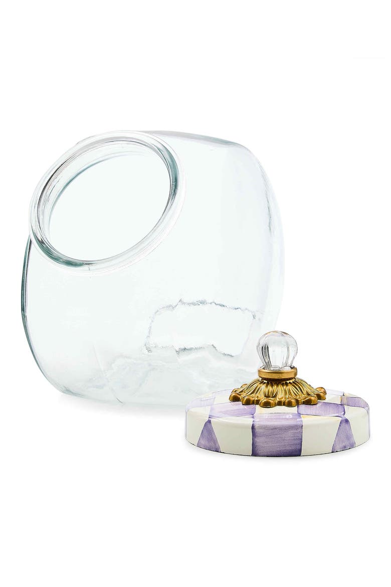 Cookie Jar with Violet Check Lid, Alternate, color, VIOLET