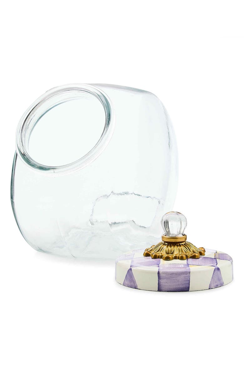 MACKENZIE CHILDS Cookie Jar with Violet Check Lid, Alternate, color, Violet