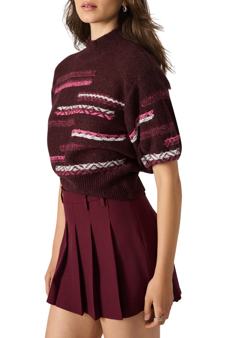 Ketra Mock Neck Crop Sweater, Alternate, color, WINE