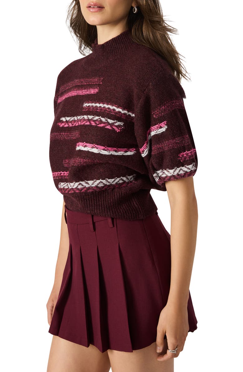 Steve Madden Ketra Mock Neck Crop Sweater, Alternate, color, Wine
