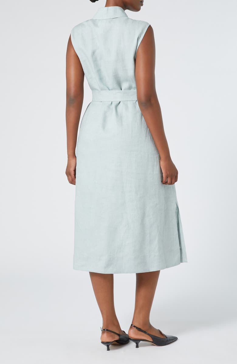 Marina Rinaldi Esedra Sleeveless Linen Shirtdress, Alternate, color, Sage Green