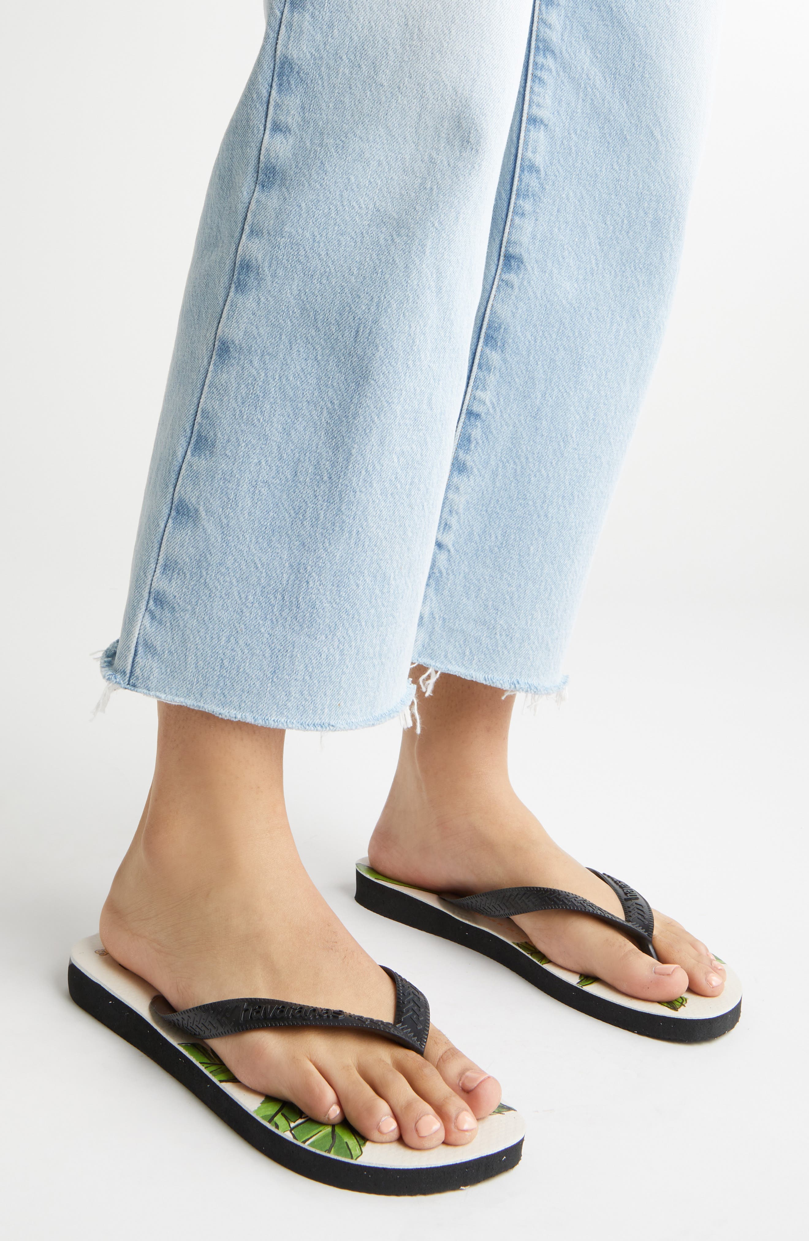 Farm Banana Tree Water Resistant Flip Flop, Alternate, color, BLACK