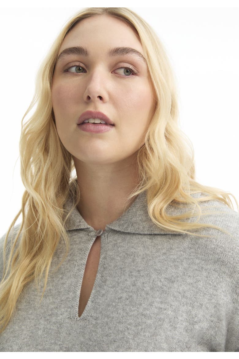 Polo Shirt Sweater, Alternate, color, HEATHER GREY