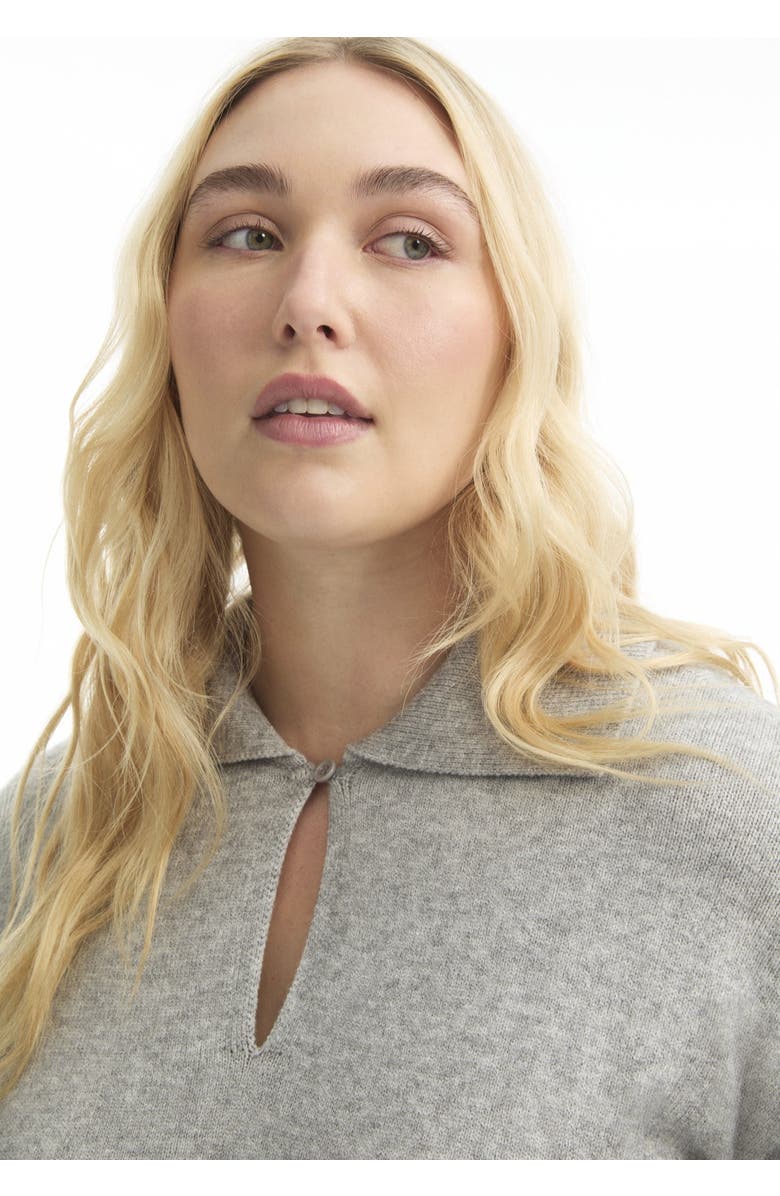 June + Vie Polo Shirt Sweater, Alternate, color, Heather Grey