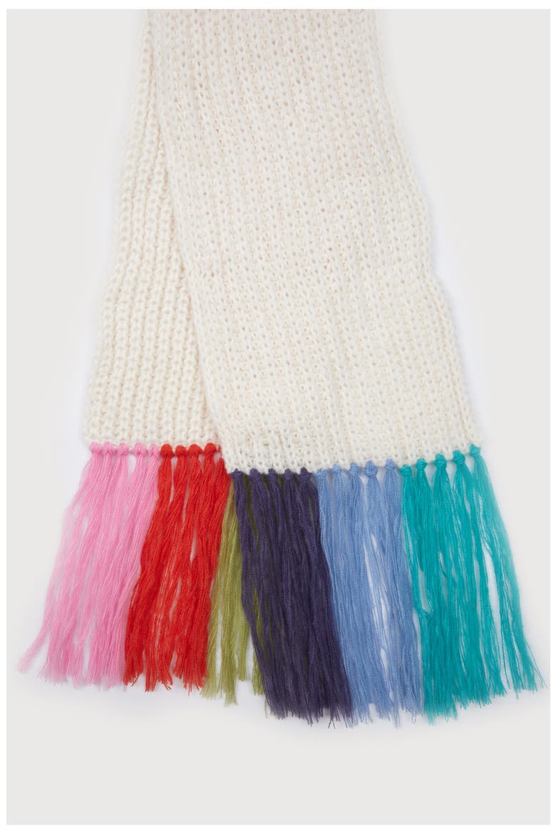 Rainbow Fringe Chunky Knit Scarf, Alternate, color, IVORY