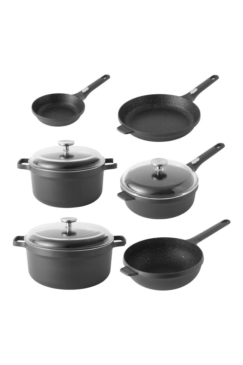 Gem Cookware 9-Piece Set, Main, color, BLACK
