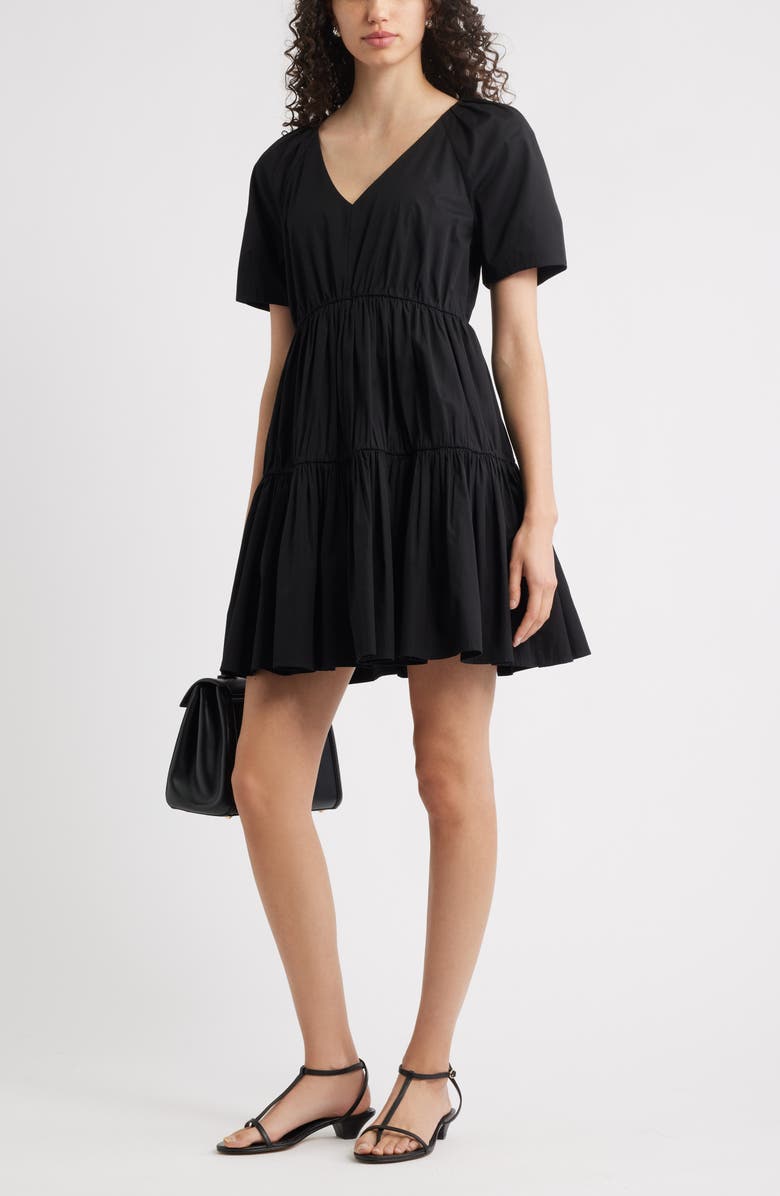 Nordstrom Tiered Minidress, Alternate, color, Black