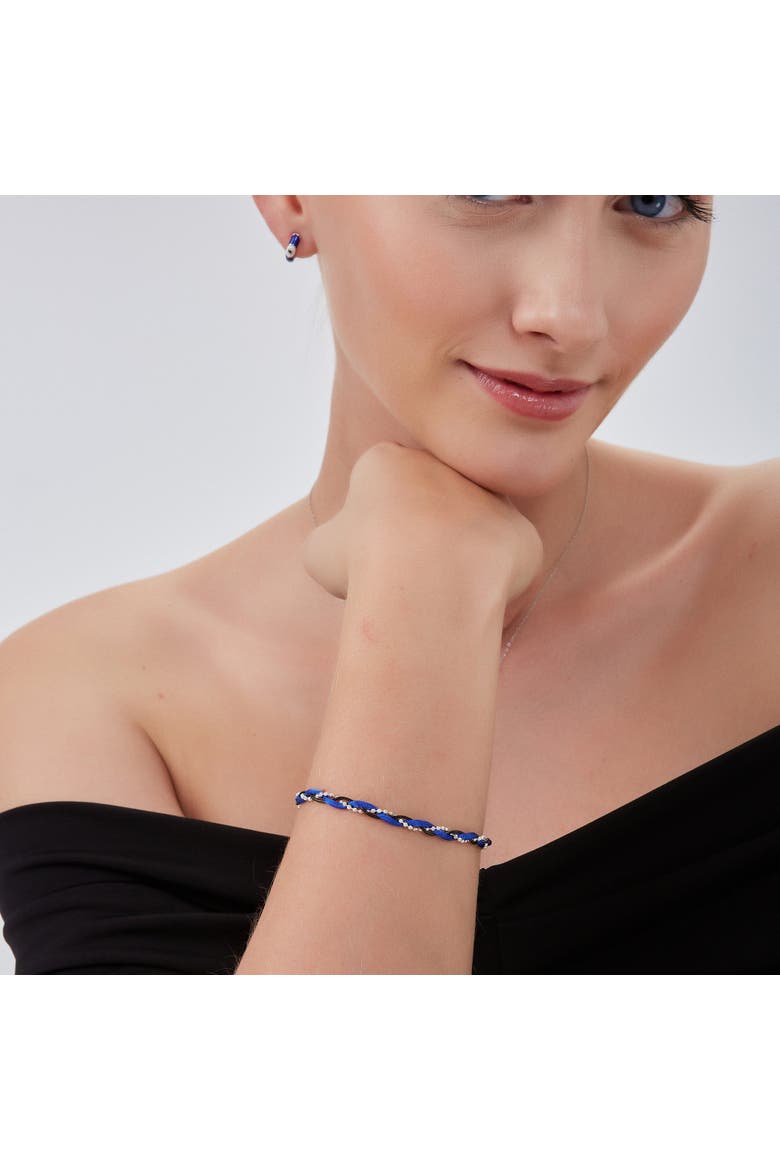 Blue Braided Rope Sterling Silver Beaded Chain Bracelet, Alternate, color, Silver