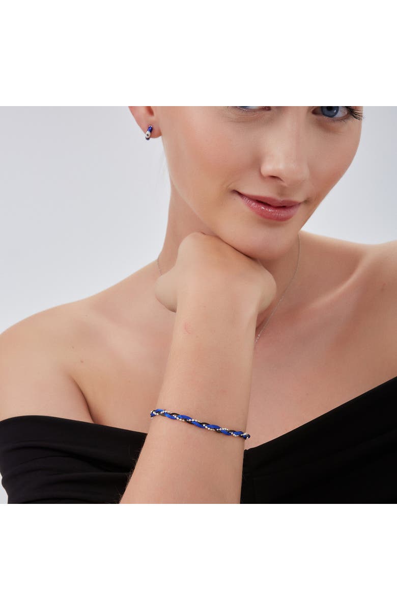 Spero London Blue Braided Rope Sterling Silver Beaded Chain Bracelet, Alternate, color, Silver