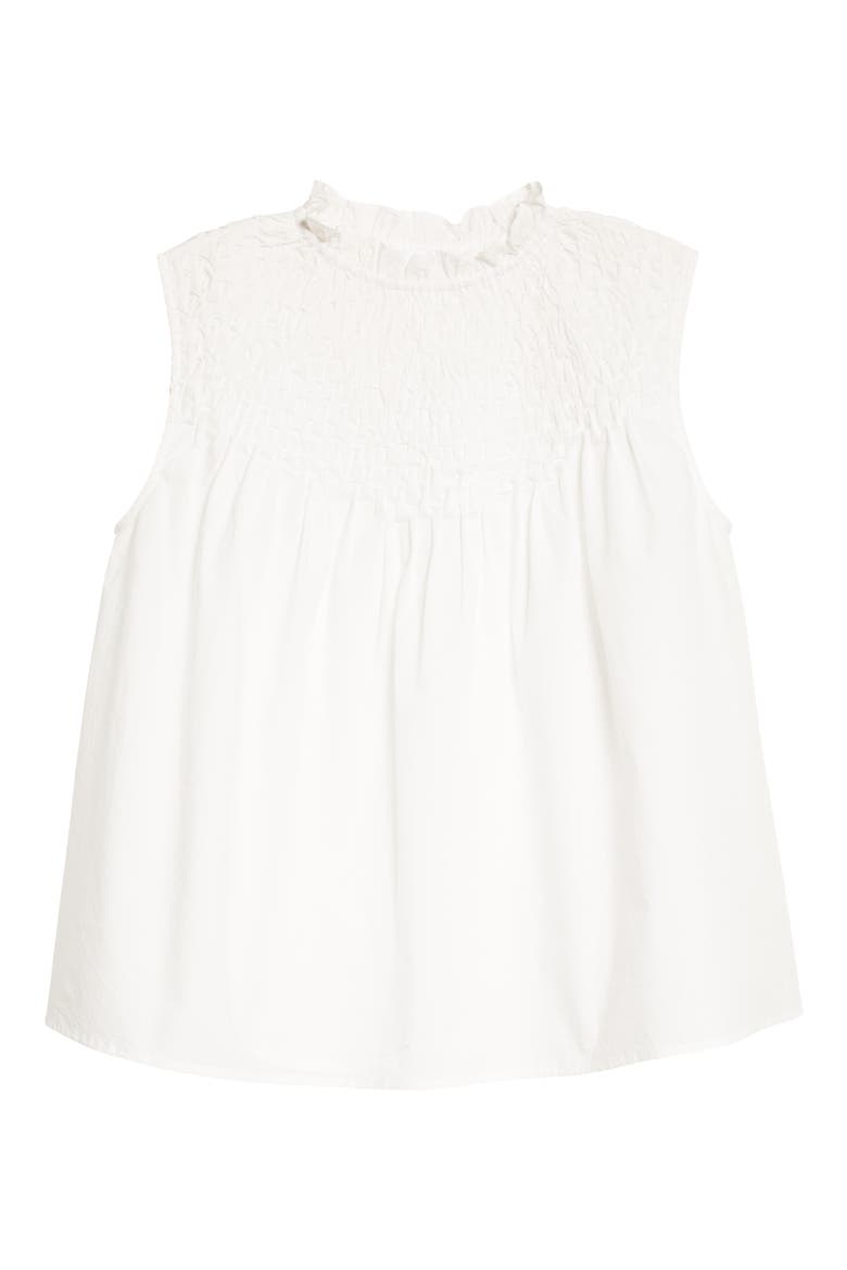 Xanica Smocked Sleeveless Blouse, Alternate, color, WHITE