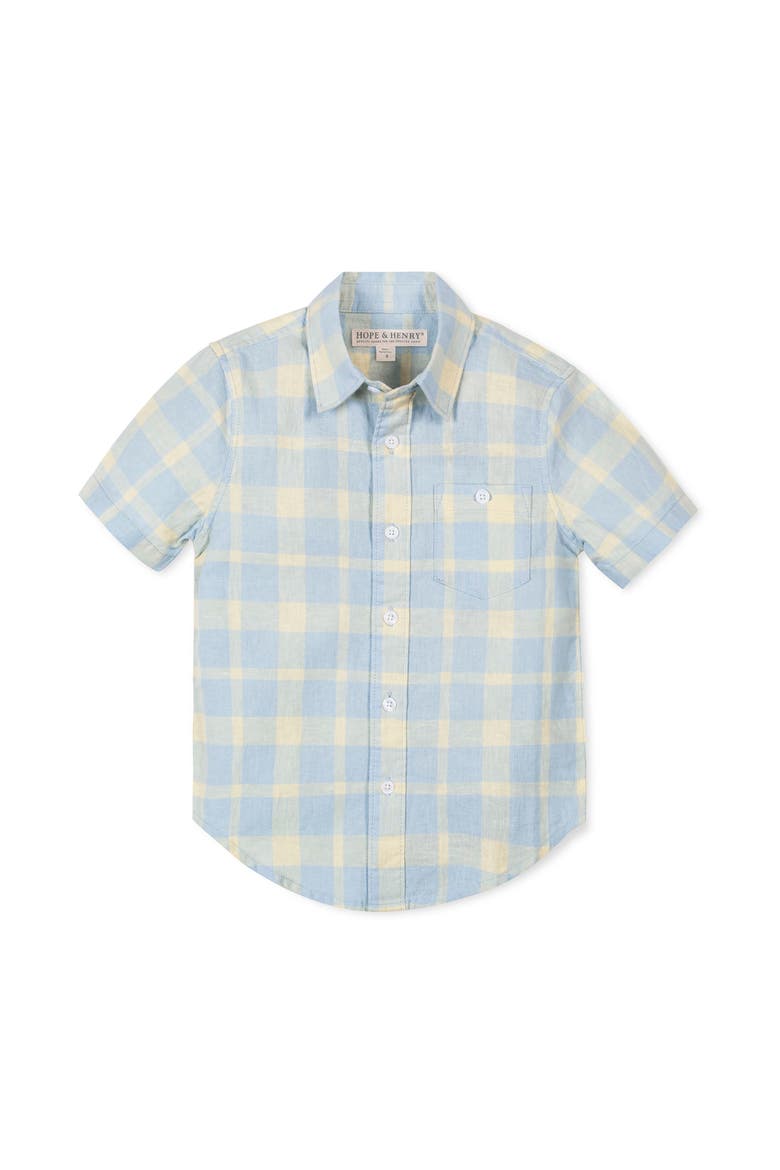 Kids' Linen Short Sleeve Shirt, Main, color, Sunlit Plaid