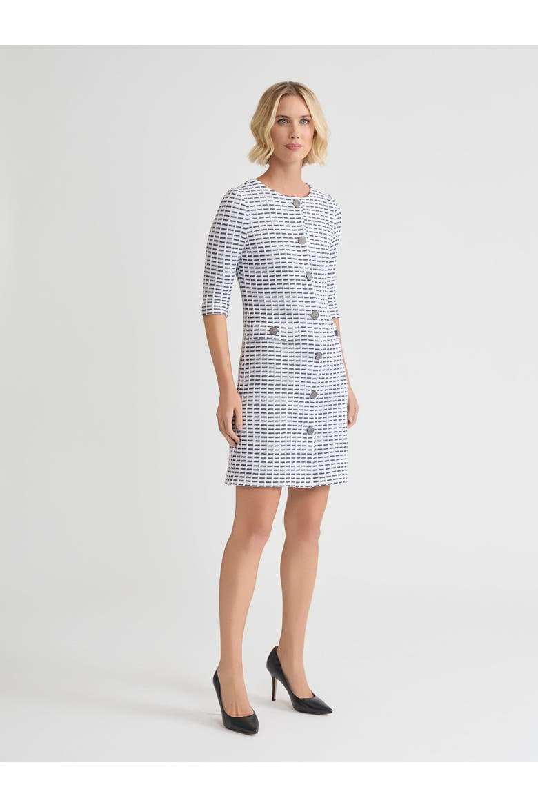 Two-Tone Tweed Knit Sheath Dress, Alternate, color, Black/White