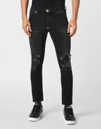 PHILIPP PLEIN Denim Trousers Skinny Fit With Python Inserts Men