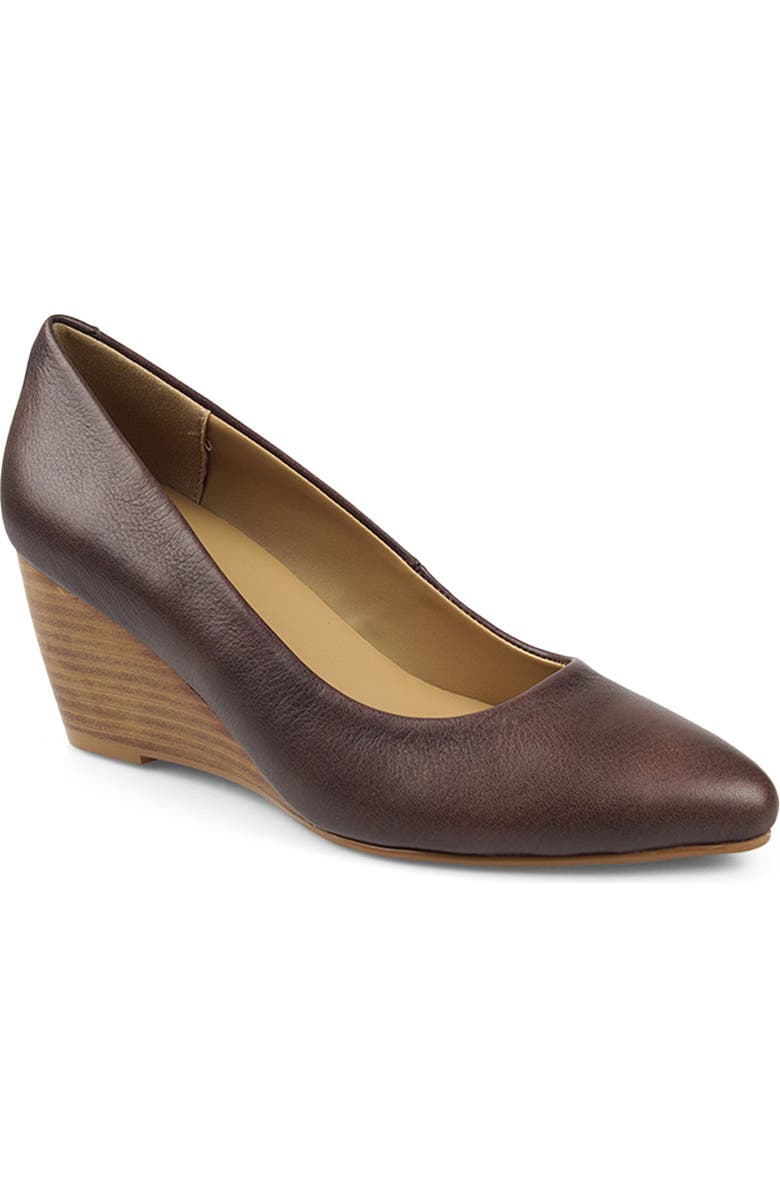 National Comfort Wedge Pump, Main, color, Brown Leather
