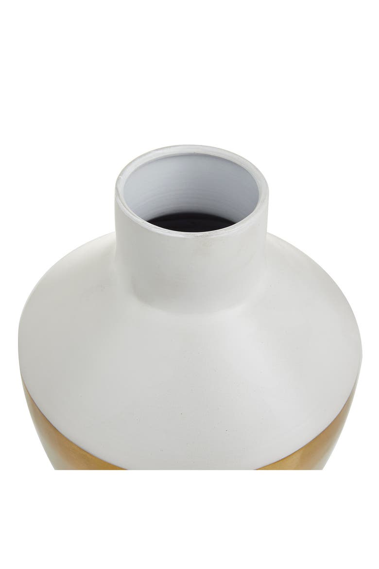 White Metal Vase with Gold Band - Set of 2, Alternate, color, WHITE