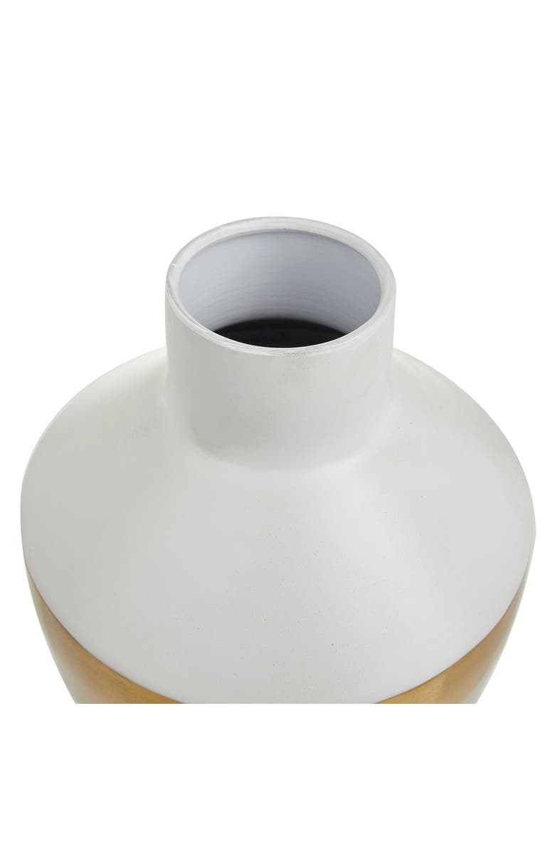 VIVIAN LUNE HOME White Metal Vase with Gold Band - Set of 2, Alternate, color, 