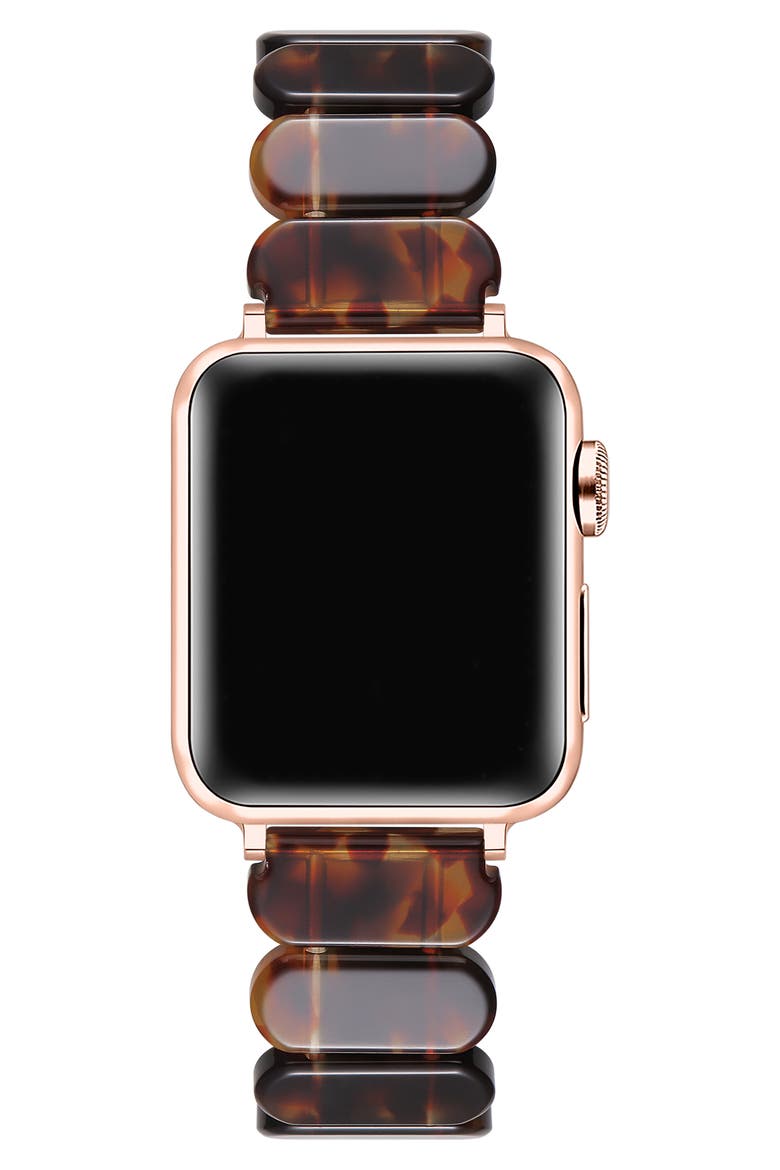 Reese Resin Elastic Apple Watch® Watchband, Alternate, color, BROWN