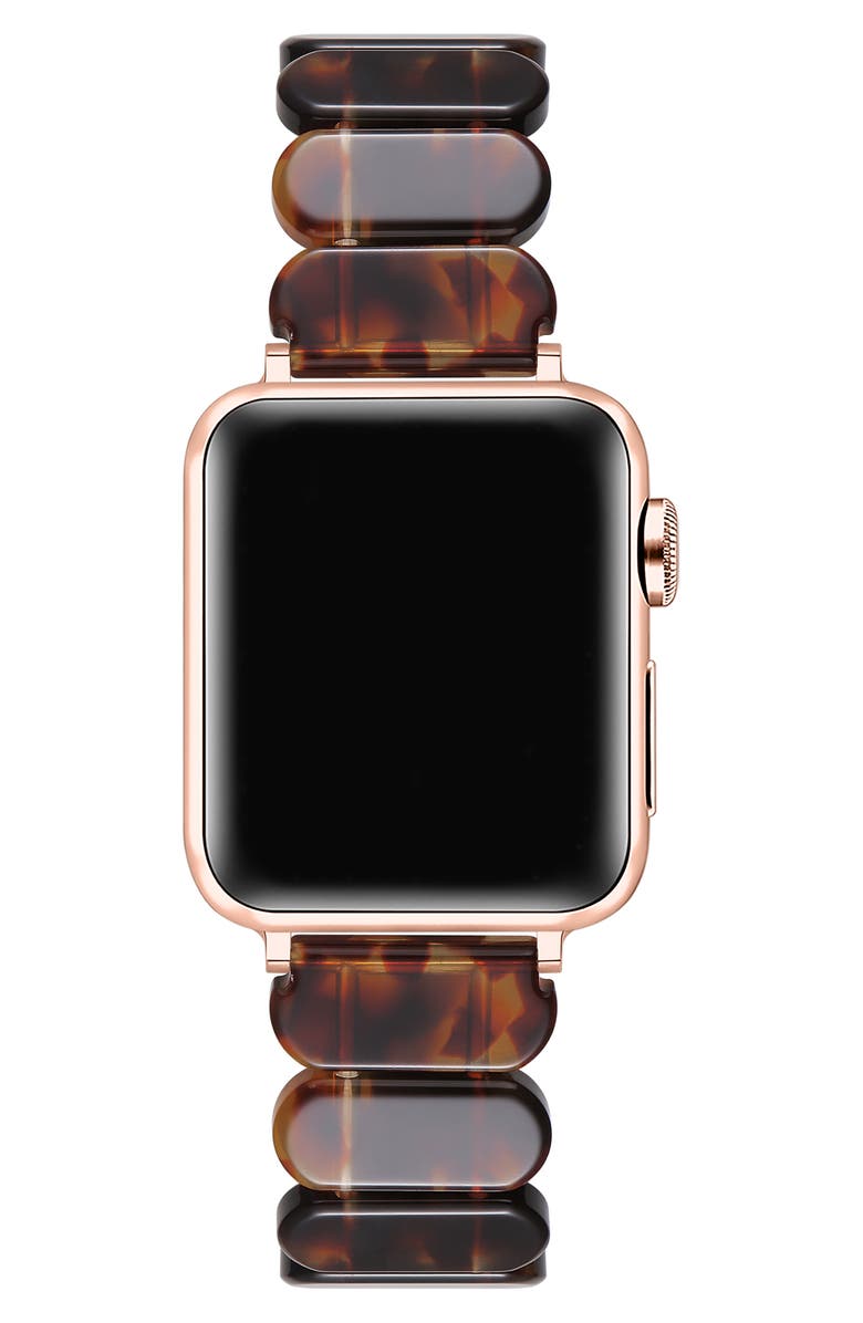 The Posh Tech Reese Resin Elastic Apple Watch<sup>®</sup> Watchband, Alternate, color, Chocolate Tortoise