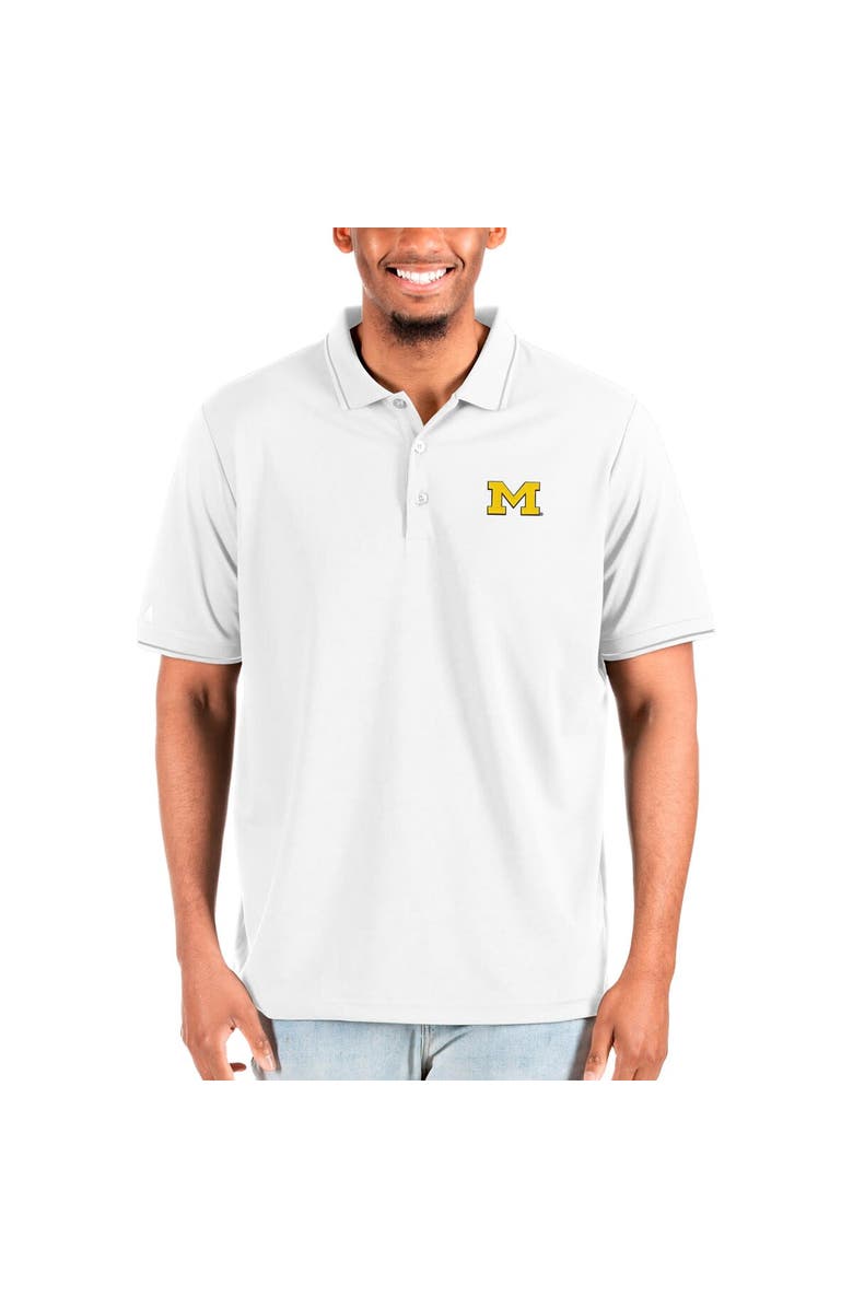 ANTIGUA Men's Antigua White Michigan Wolverines Affluent Big & Tall Polo, Main, color, 