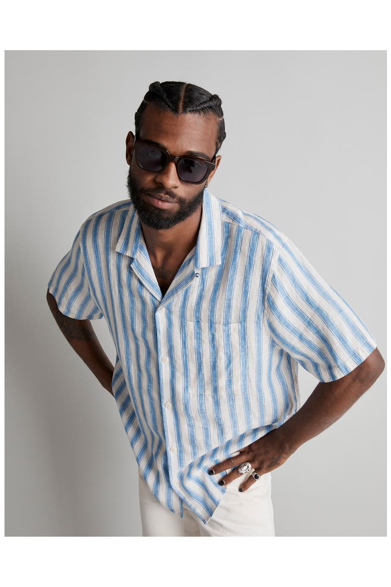 Men's Easy Linen Short Sleeve Shirt, Alternate, color, CANAL BLUE