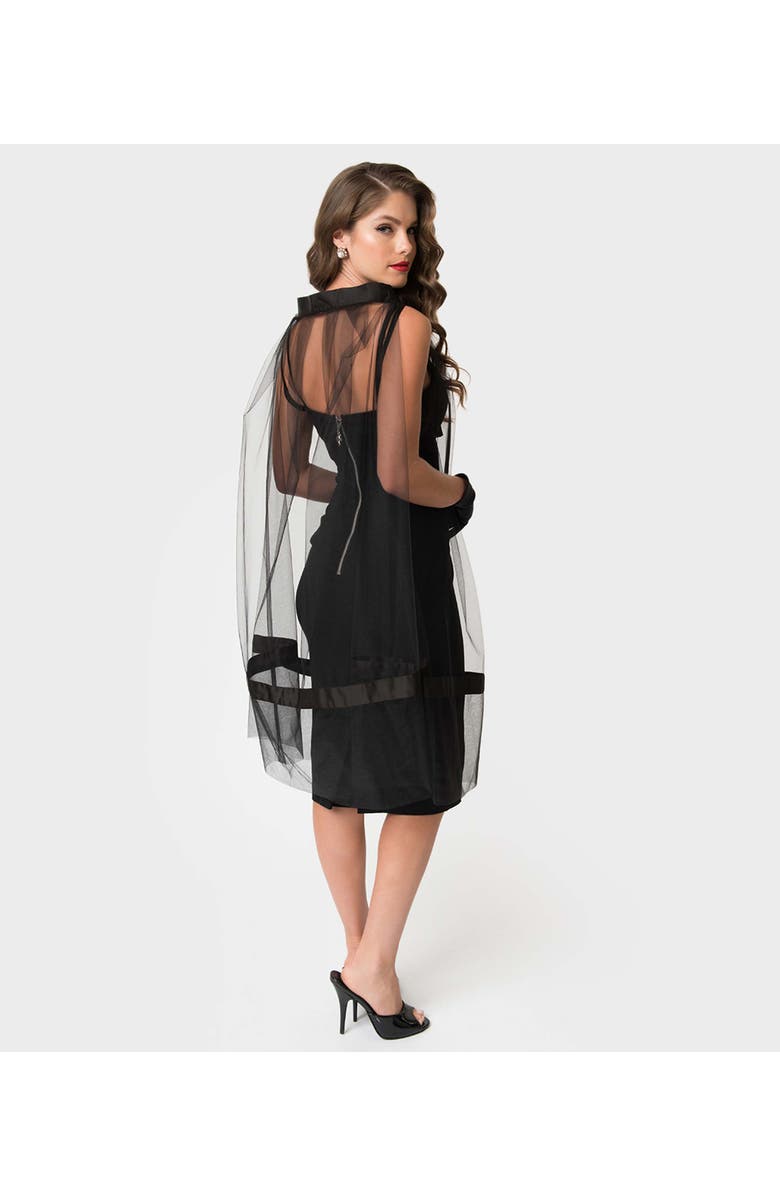 Unique Vintage Magic Sheath Dress & Cape Set, Alternate, color, Black