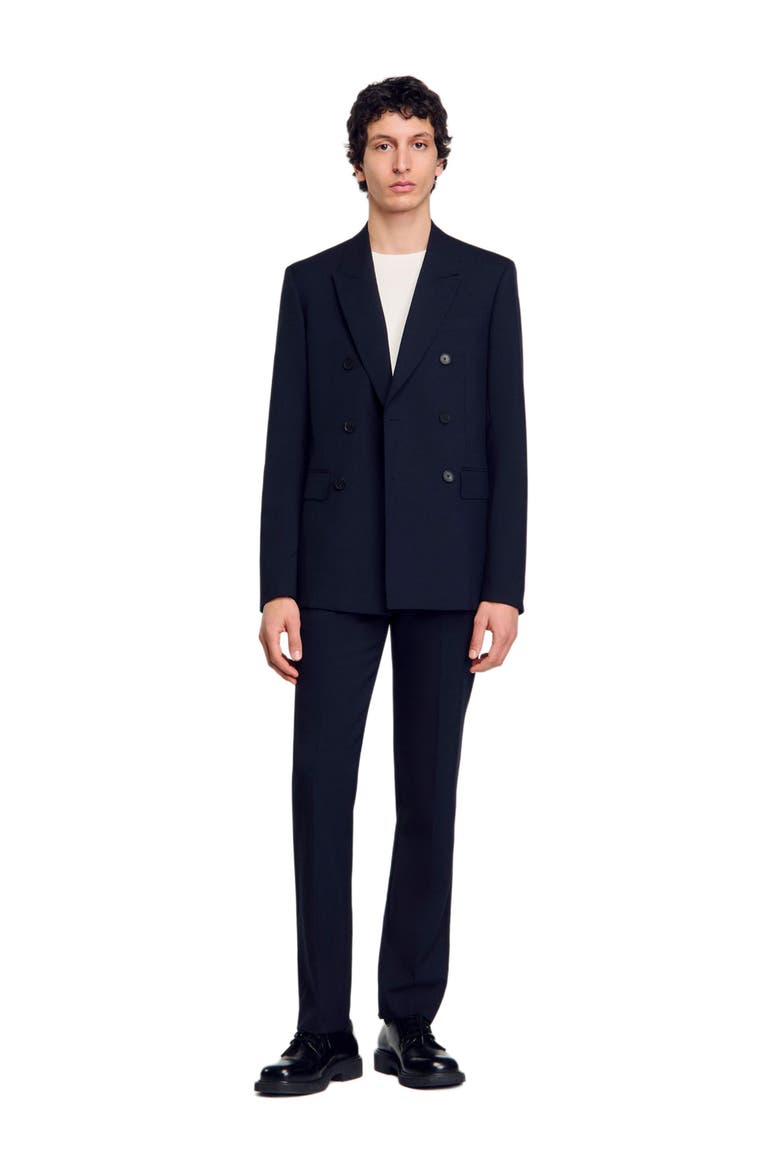 Double-breasted suit jacket, Main, color, Navy blue