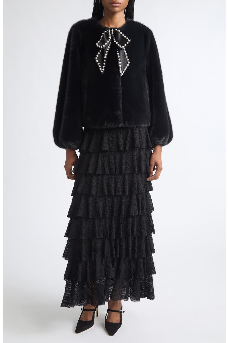 Sabrina Lace Tiered Maxi Dress, Alternate, color, BLACK