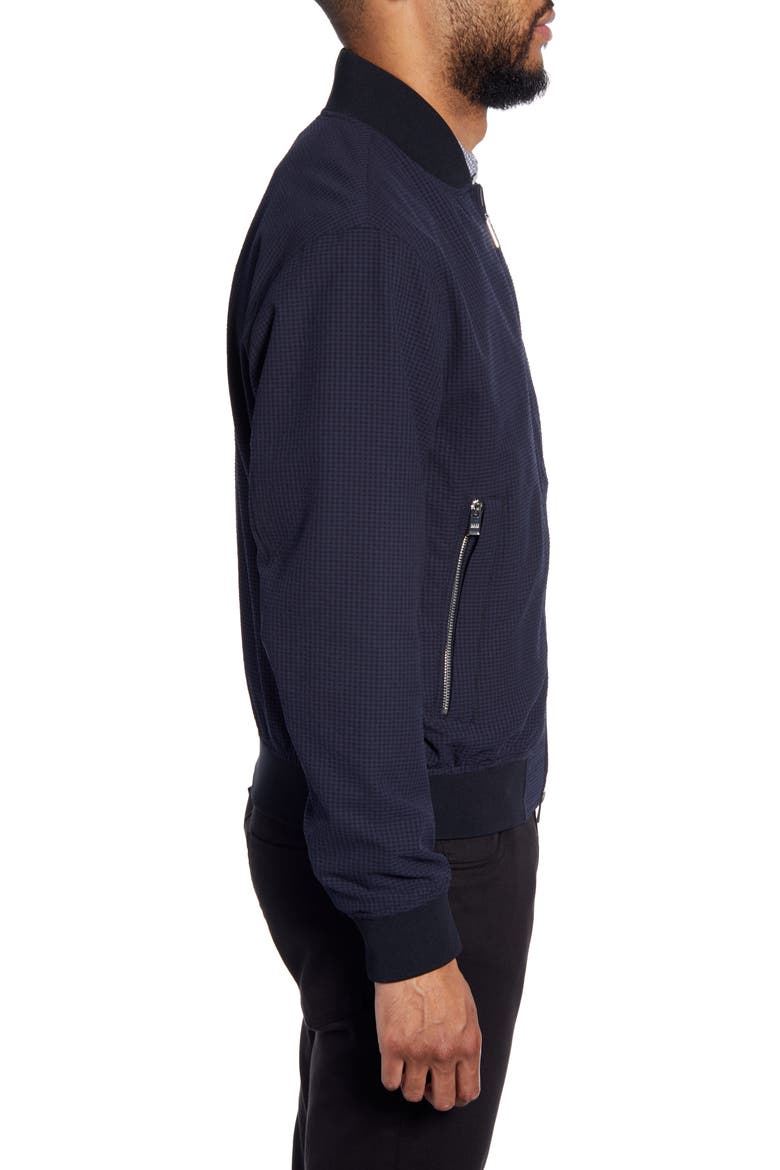 Cadus Regular Fit Seersucker Check Bomber Jacket, Alternate, color, BLUE