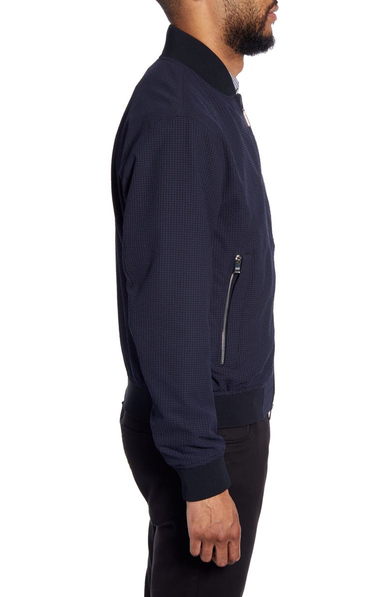 BOSS Cadus Regular Fit Seersucker Check Bomber Jacket, Alternate, color, 