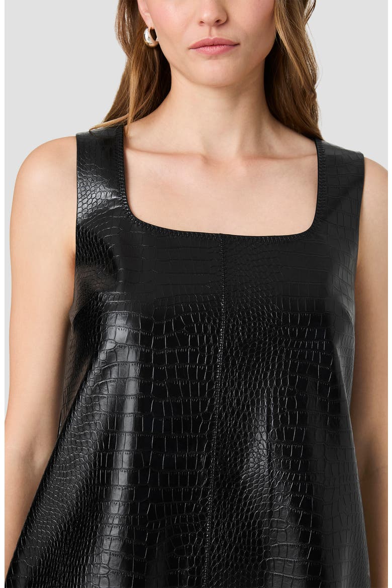 Croc Embossed Trapeze Minidress, Alternate, color, BLACK