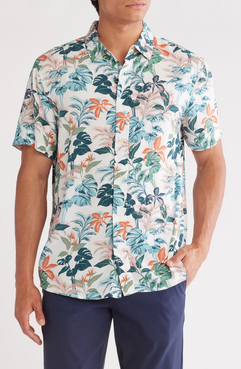 Slate & Stone Print Short Sleeve Button-Up Shirt, Main, color,