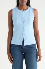 CYRUS Lace Trim Button-Up Vest