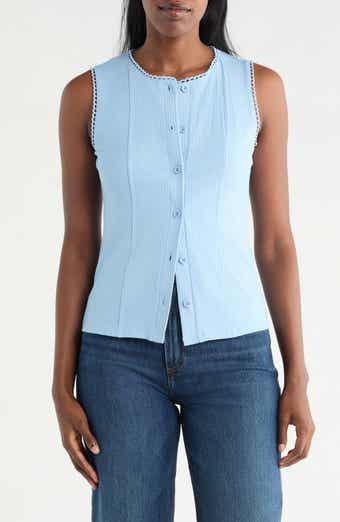 Lace Trim Button-Up Vest