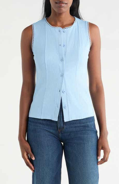 Lace Trim Button-Up Vest