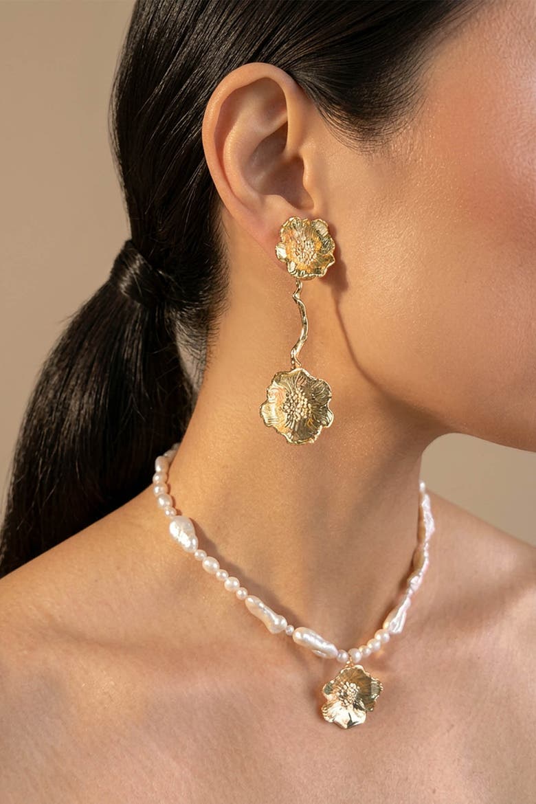 Poppy Pearl Necklace, Alternate, color, Gold