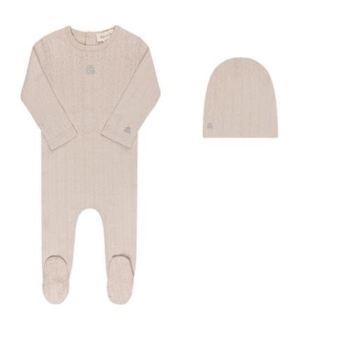 Squiggle Pointelle Collection - Footie + Beanie