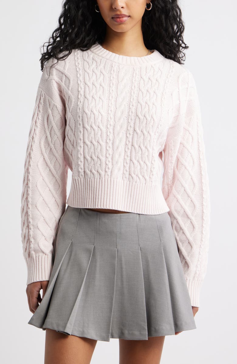 BP. Cable Pullover Sweater, Main, color, Pink Primrose